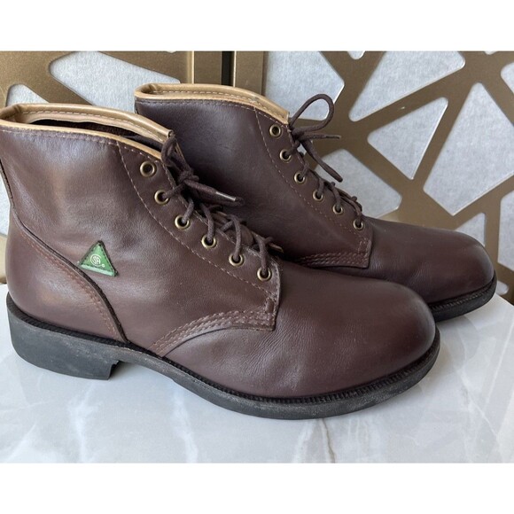 Kingtreads CSA Men Work boots Leather Brown steel toe Sole Sz 9.5 Class Grade 1 - Picture 1 of 14